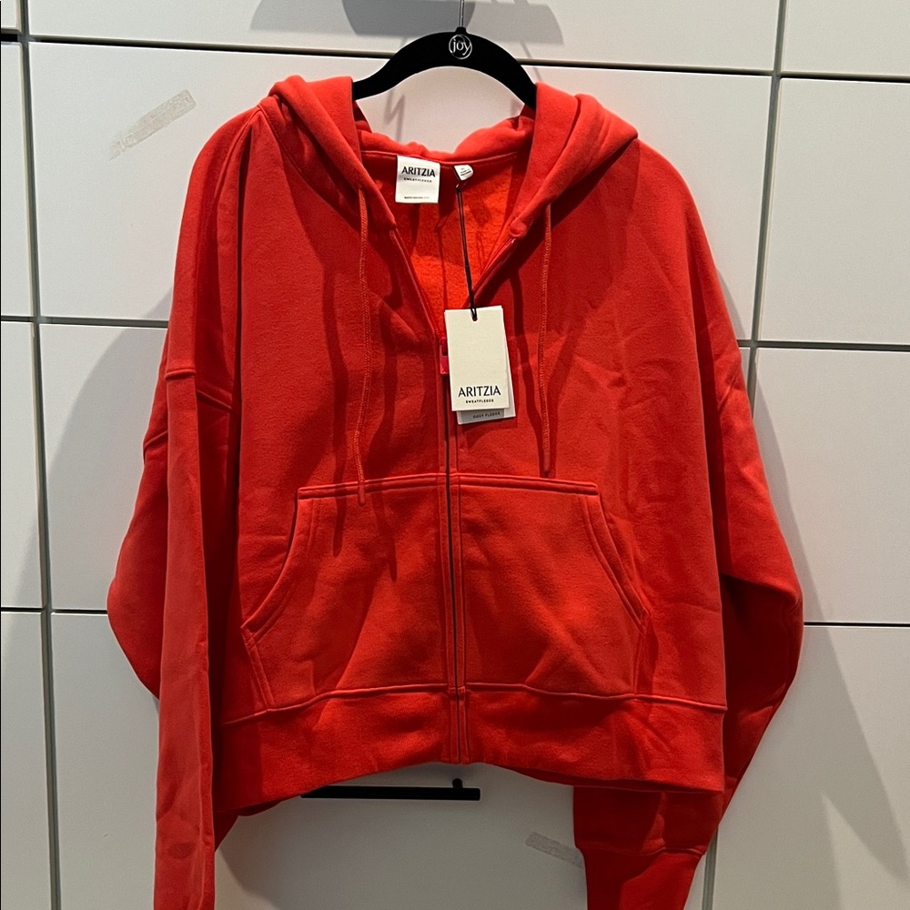 Aritzia Cherry Red Boyfriend Boxy Zip Up